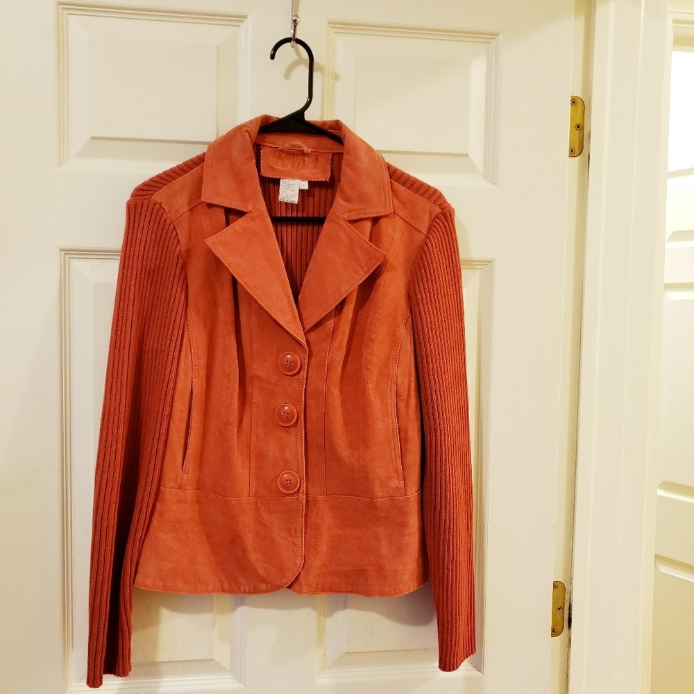RARE! AMI Women's Leather Blend Sweater Jacket - Picture 1 of 3